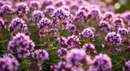 Obraz premium Purple Oregano Flowers in Full Bloom