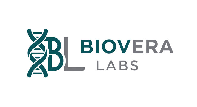 Green 'BL' monogram with a DNA helix and plant leaf, symbolizing biotechnology and life science laboratories, isolated white background.