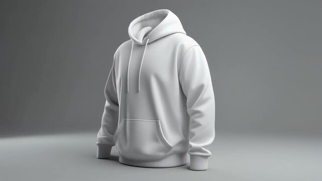 white hoodie mockup, minimal background, soft studio lighting, slow 360 degree rotation, realistic fabric texture, professional commercial video, 4k, loopable
