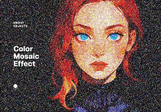 Color Mosaic Photo Effect Mockup