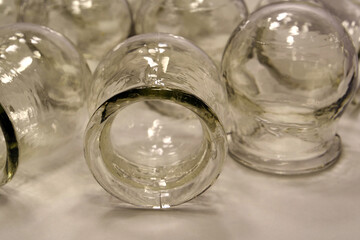 Glass medical cups for medical purposes, rehabilitation, increasing blood flow