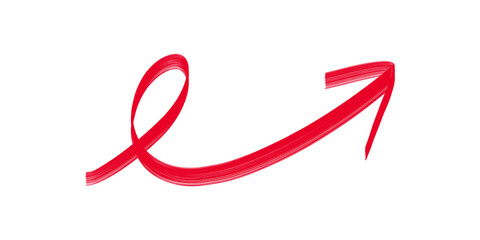 Obraz premium Red curved arrow looping upward and pointing right symbolizing growth direction progress and movement