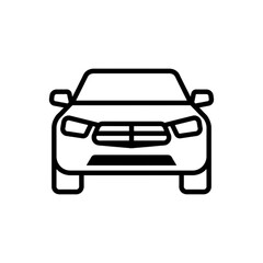 Obraz premium Front view sedan automobile transport vehicle vector image featuring modern car design headlights and grille for automotive industry and urban mobility concepts.