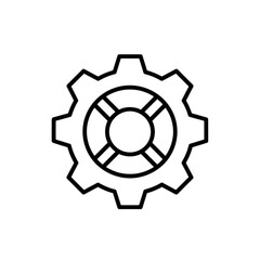 Obraz premium Industrial gear and lifebuoy ring safety symbol vector image representing mechanical reliability secure engineering processes and protected industrial maintenance operations for workforce safety.