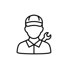 Professional Mechanic Avatar Vector Image Depicting a Skilled Automotive Technician Wearing a Cap with a Wrench Icon for Garage Service and Repair Branding
