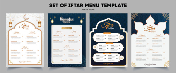 Set of ramadan iftar menu design. Restaurant cafe menu, template design, Set A4 menu editable vector format © Grap