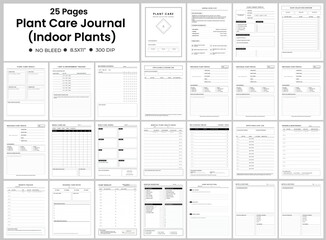 Plant Care Journal Indoor Plant Tracker 25 Pages. Watering Schedule, Fertilizer Lo,g Individual Plant Profile, Growth Tracker.