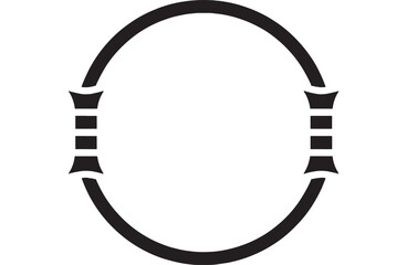 Headphones icon with minimalist black silhouette, over-ear headset outline for music listening, audio equipment, podcast streaming app UI, isolated on white background