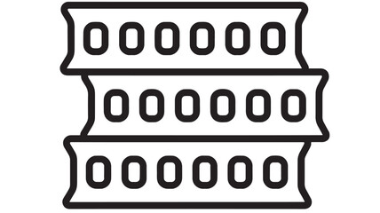 Servers stack icon with database rack modules in outline style, black line symbol for hosting, cloud storage, data center infrastructure, isolated on white background
