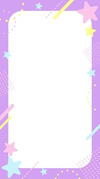 Colorful star pastel color cute pop background frame