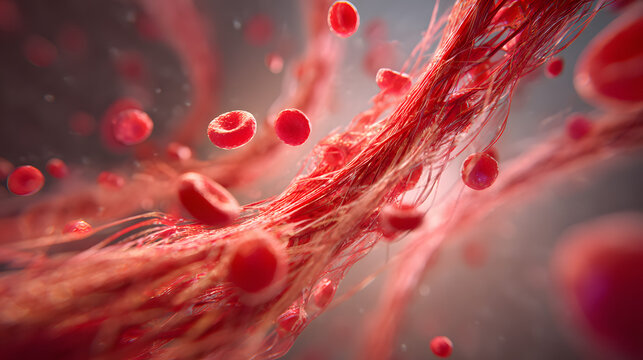 Red blood cells and fibrin strands