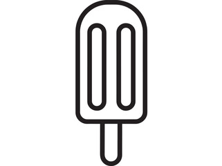 Popsicle ice cream icon with bold black outline, minimal line art on white background, frozen dessert symbol for summer snack menu, app UI, web, and print design