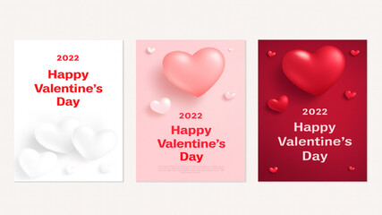Happy Valentine&rsquo;s Day Greeting Cards with Hearts