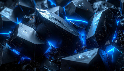 黒い結晶の集合体とブルーライト