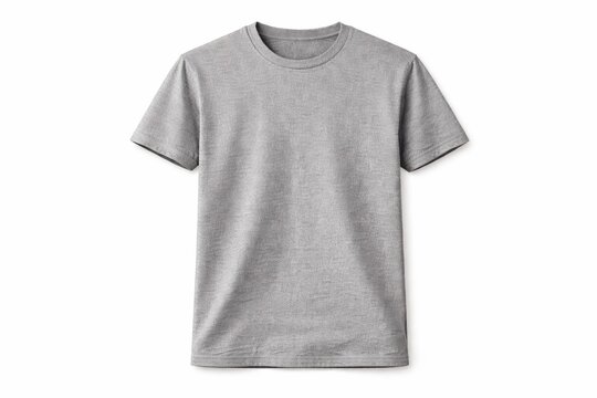 Grey melange cotton tshirt mockup front view isolated on white background for apparel design