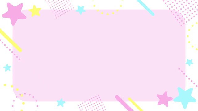 Colorful star pastel color cute pop background frame
