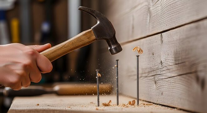 Hammering Nails into Wood