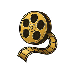 Film Reel And Unwound Strip Cinema Logo Vector