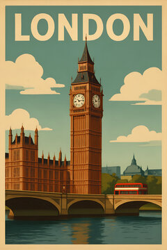 London illustration travel poster