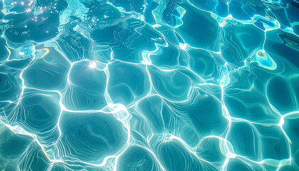 中央に光の星が輝くターコイズ水底模様