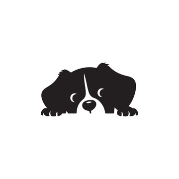 Peeking Puppy Silhouette Dog Face and Paws Graphic