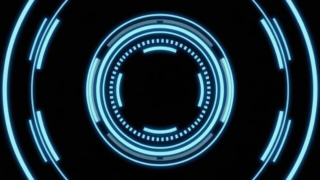 Digital circular meter pulsating light intensity abstract tech seamless futuristic surreal ambience cascading softly glowing unique style ultra realistic loop