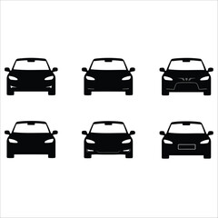Fototapeta premium car icon design, Minimal Car Front View Silhouette Icon Set for Transportation Design