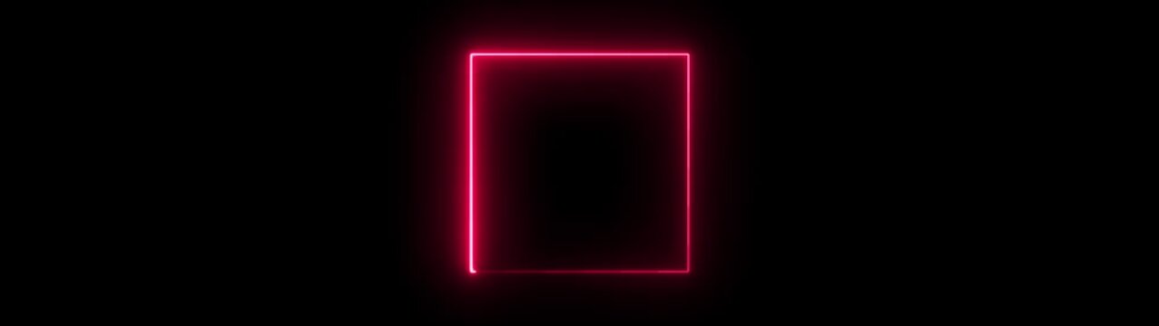 Neon glowing square frame animation isolated on black background video element