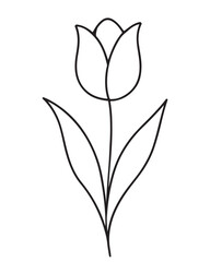 Minimalist Black and White Line Drawing of Tulip Flower