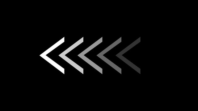 A series of five chevron arrows progressing from white to black.
