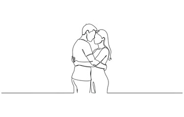 Obraz premium Single continuous line drawing boy and girl in love .