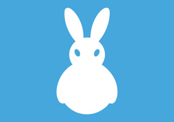 Obraz premium A white bunny silhouette on a blue background