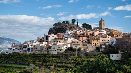 Fototapeta premium Looking up to the picturesque mountain village of Polop in the Alicante Province of Costa Blanca, Spain