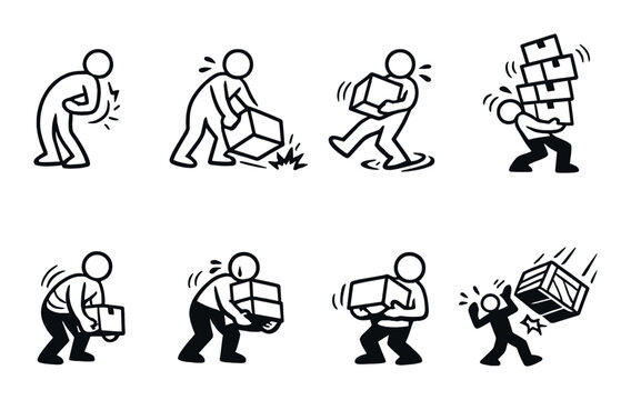 Workers demonstrating manual handling hazards in workplace