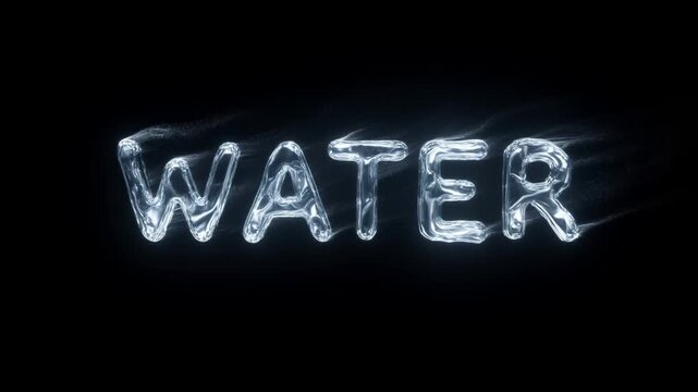 Dynamic water text animation with moving liquid effects in high definition