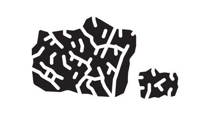 Rocks abstract cracked silhouette icon with jagged stone pieces and white fissure pattern, minimalist black shape isolated on white background for geology design © RASHIDAPARVIN