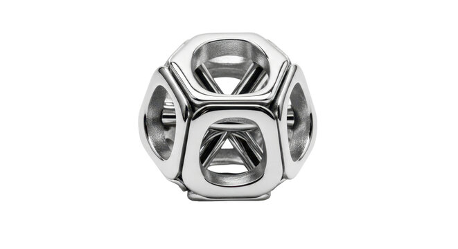 Abstract Metallic Icosahedron with Round s