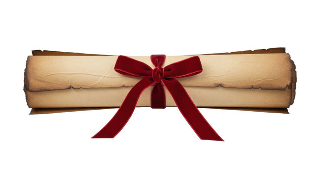 Antique scroll tied with a red velvet bow