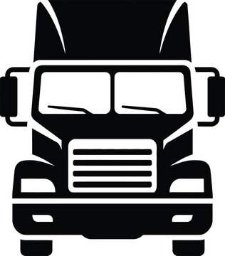 Front view illustration of a semi-truck with a flatbed trailer