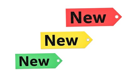 Obraz premium Colorful new labels pointing in different directions isolated on white background