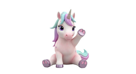 Cute unicorn cartoon character waving