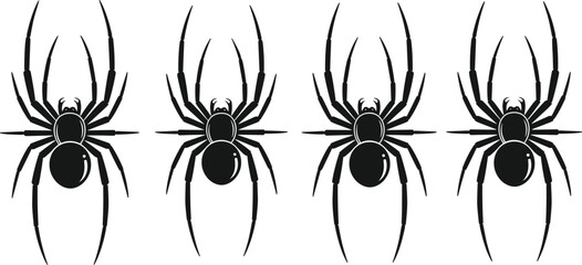 Spider silhouette set collection, black arachnid insect vector illustration, isolated creepy halloween bug icon design © Nazmin