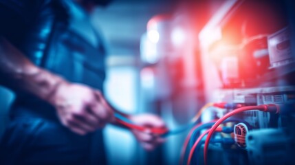 Maintenance technician working on residential hydrogen energy storage system