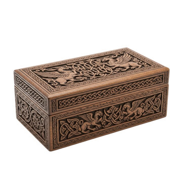 Ornate Wooden Box with Celtic Knot Design