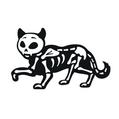 Black cat skeleton silhouette for Halloween decoration and design use in vector format for creative projects