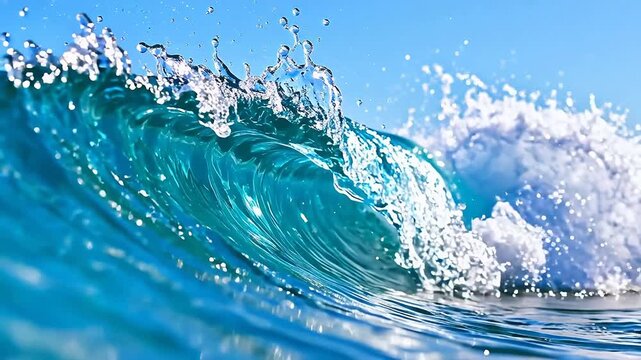 Ocean wave with blue sky