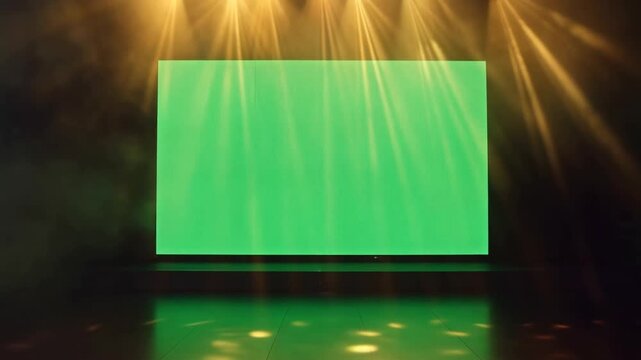 Dynamic light beams transition over screen in dark room with changing atmosphere