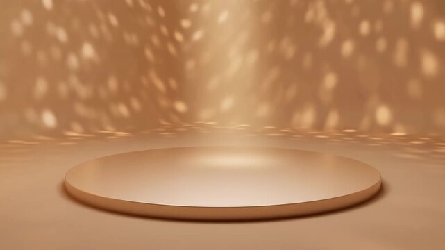 Golden spotlight shines on empty stage creating dynamic light patterns