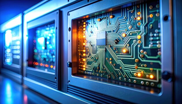 Intricate circuit board patterns of a FlyPro Firefly temperature monitoring device, showcasing precise tracking and high-resolution capabilities.
