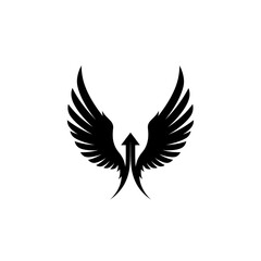 Obraz premium Black Angel Wings with Upward Arrow Symbol, Symbolizing Growth, Success, and Ambition